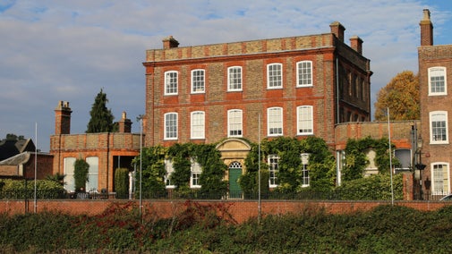 View of the house from the south brink at Peckover House, Cambridgeshire